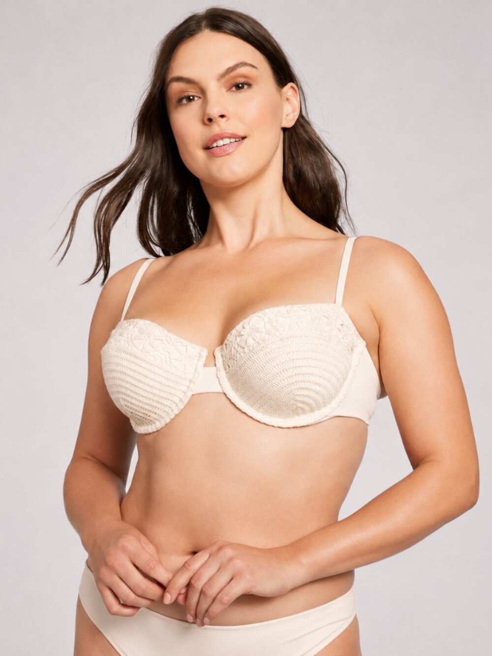 Shade & Shore Crochet Underwire Bikini Top Off White 38DD NWT